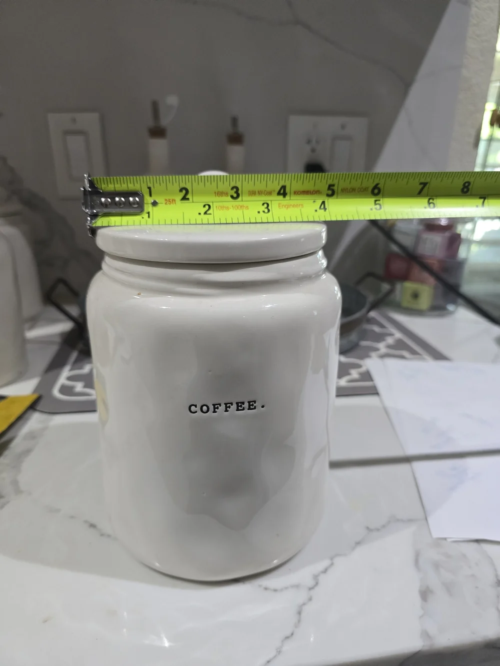 Rae Dunn Coffee Canister Ceramic Jar - White